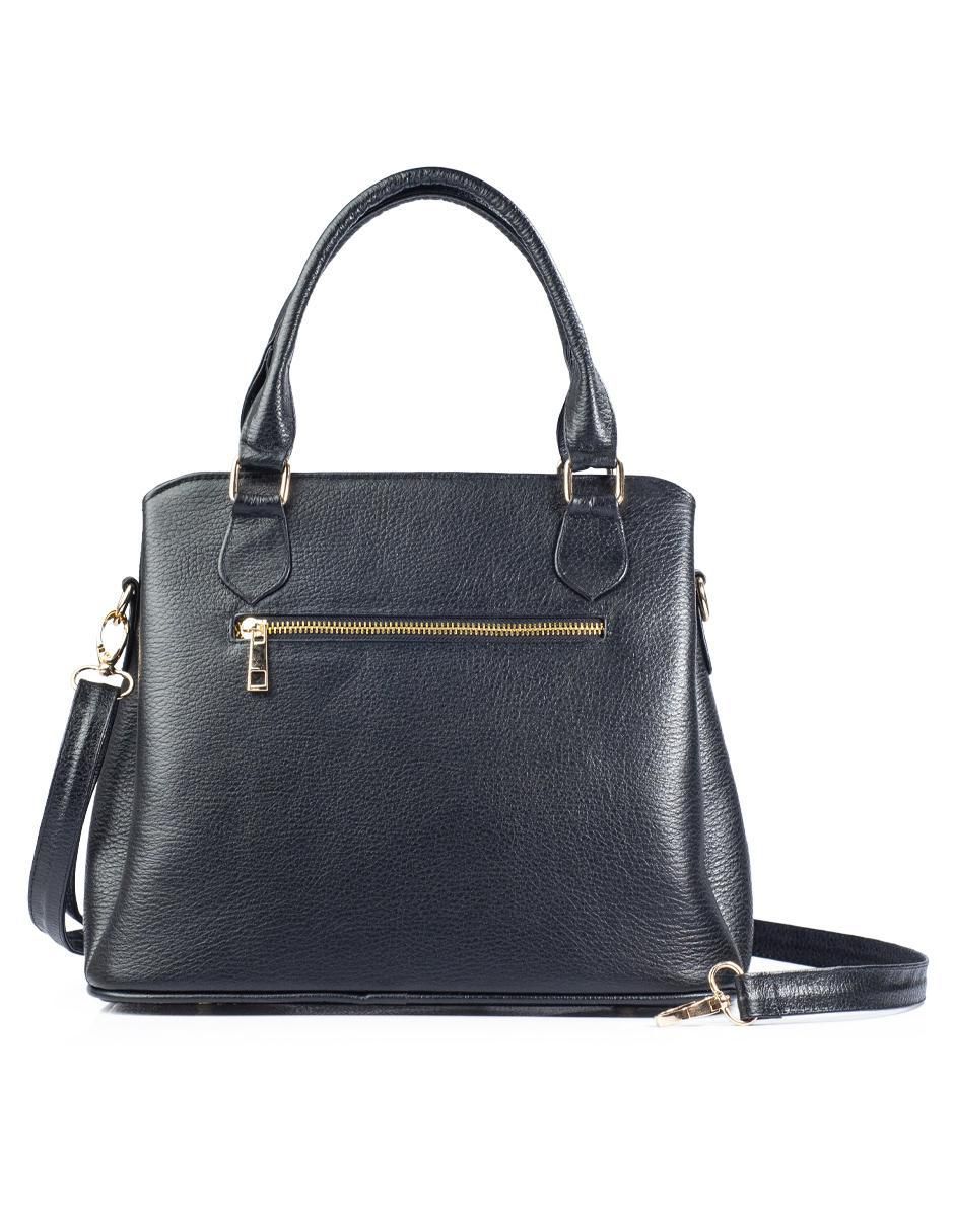 Bolsa satchel Lourdes Piel Grabada Negro de piel para mujer 3