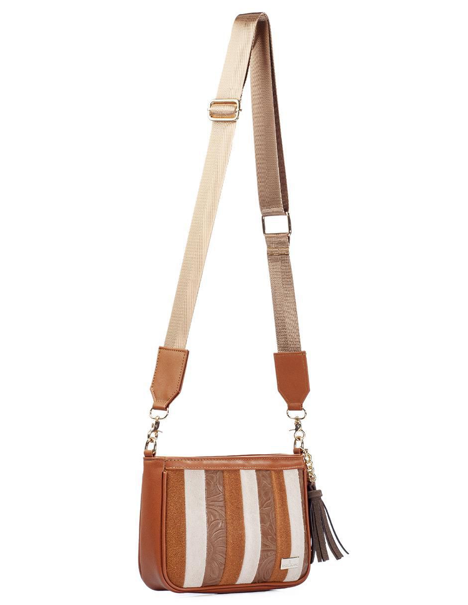 Bolsa crossbody Eva Sintético Grabada Camel para mujer 2