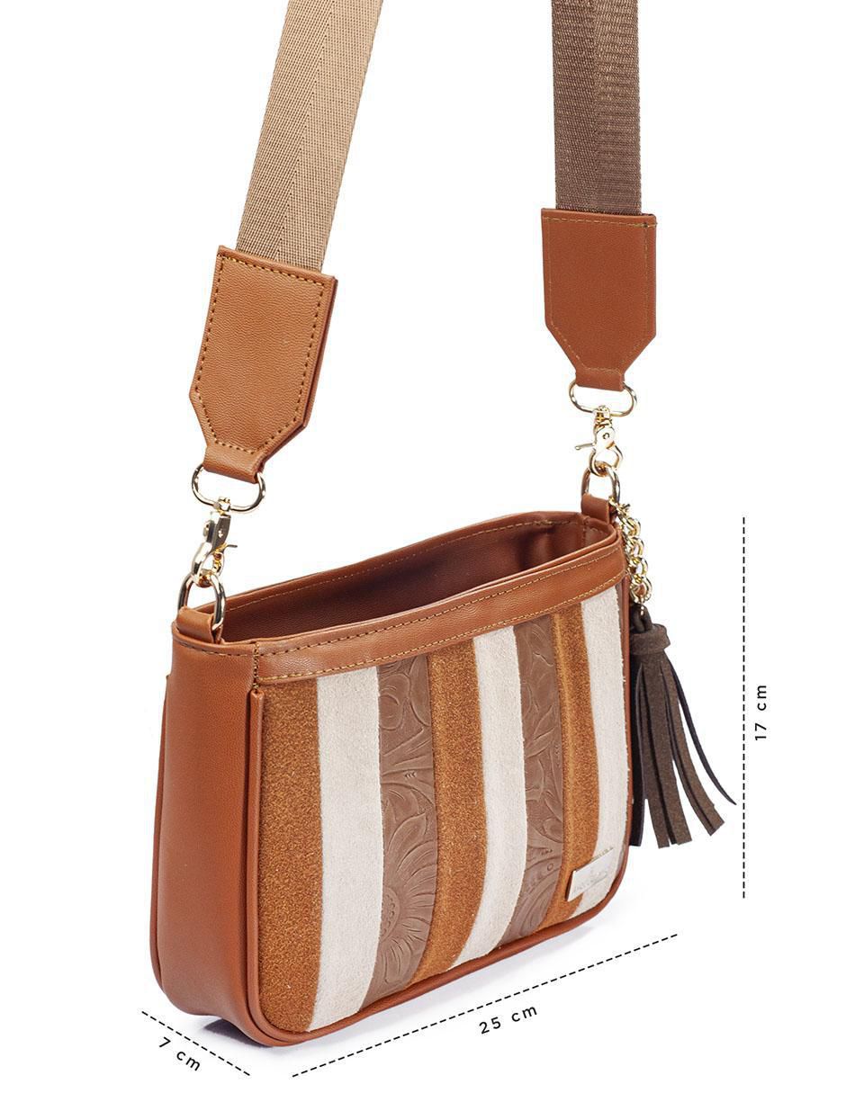 Bolsa crossbody Eva Sintético Grabada Camel para mujer 7