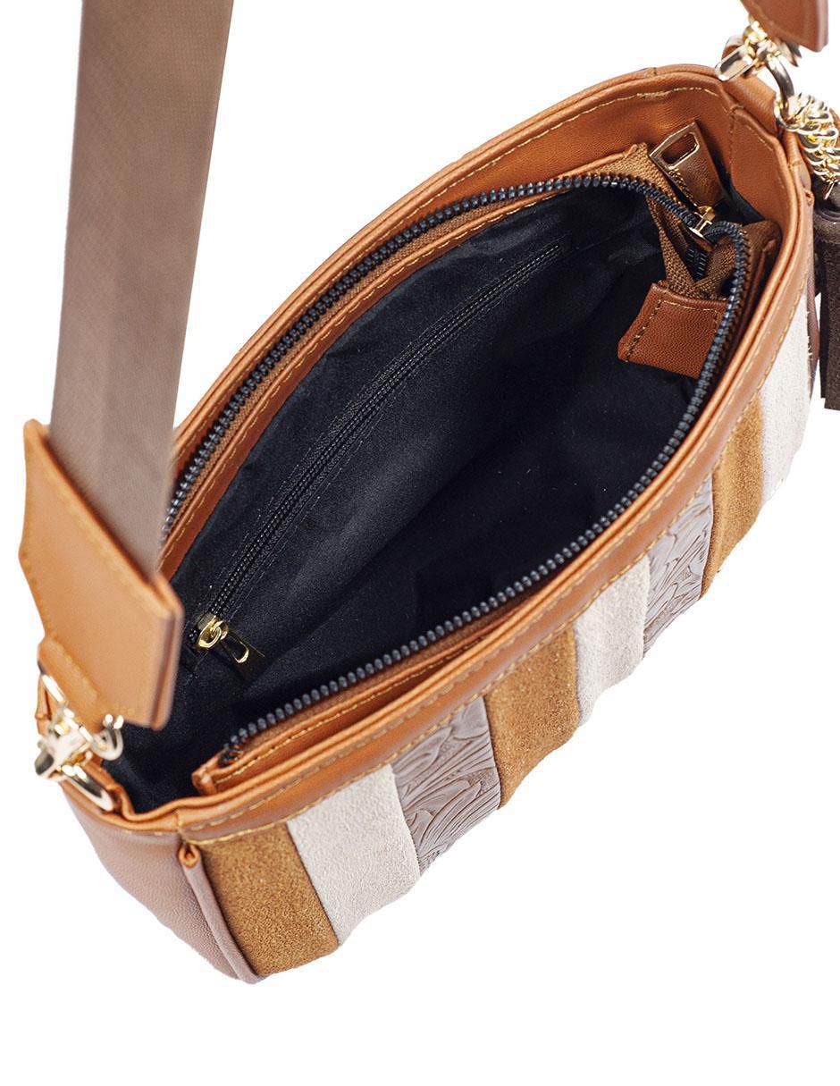 Bolsa crossbody Eva Sintético Grabada Camel para mujer 4