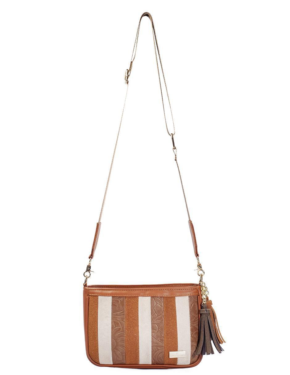 Bolsa crossbody Eva Sintético Grabada Camel para mujer 5