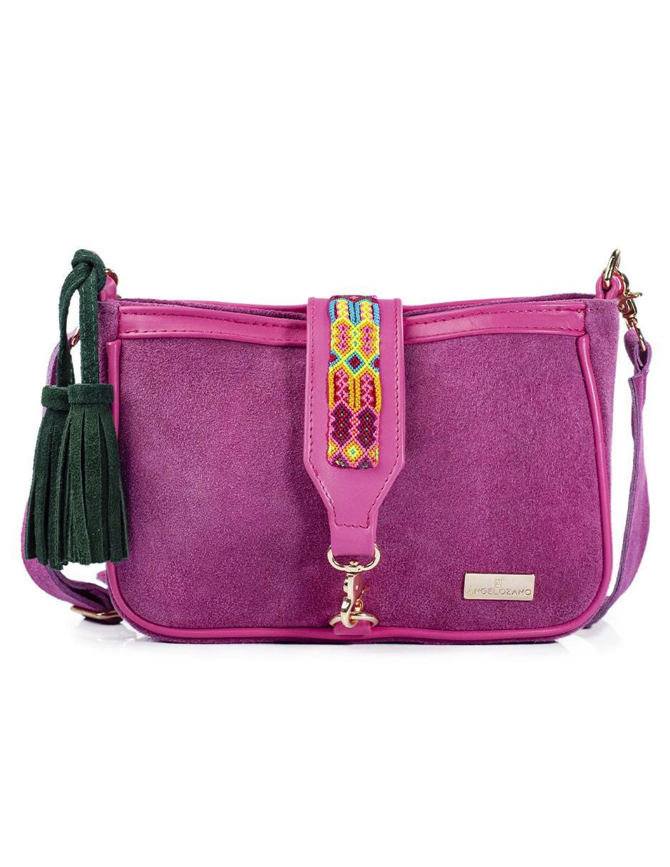 Bolsa crossbody Eva Piel Gamuza Fucsia de piel para mujer