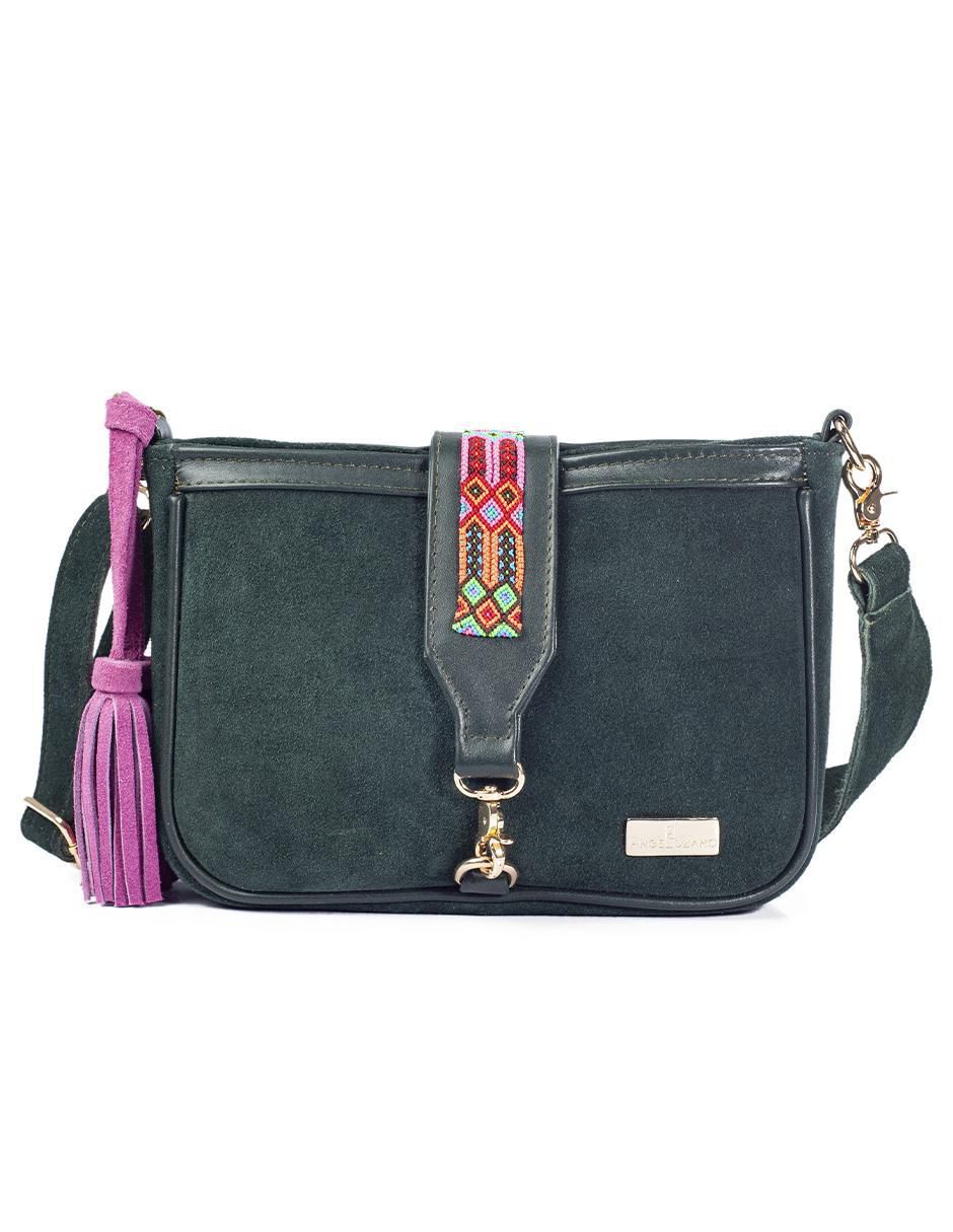 Bolsa crossbody Eva Piel Gamuza Verde de piel para mujer