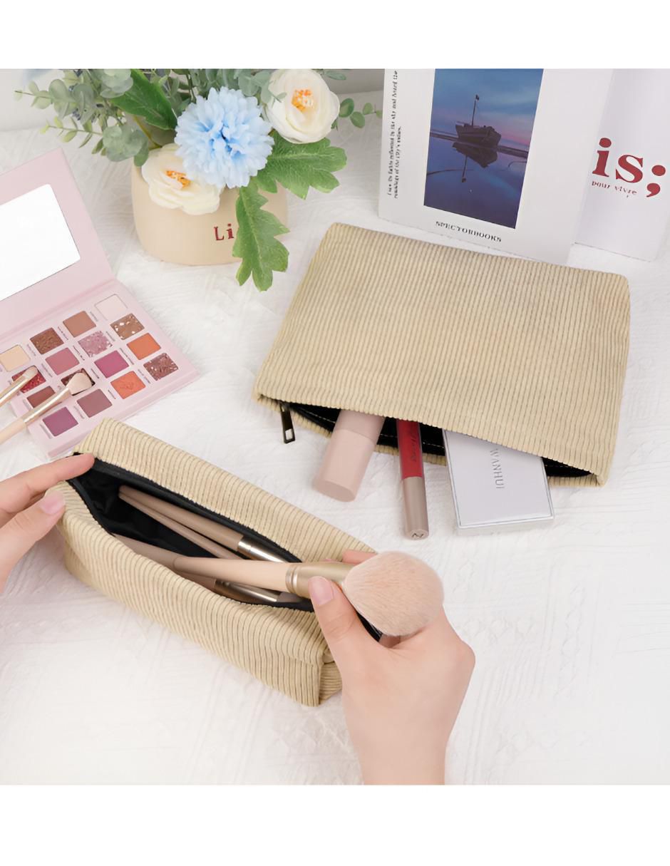 Set cosmetiquera para maquillaje de pana 2 piezas para mujer 2