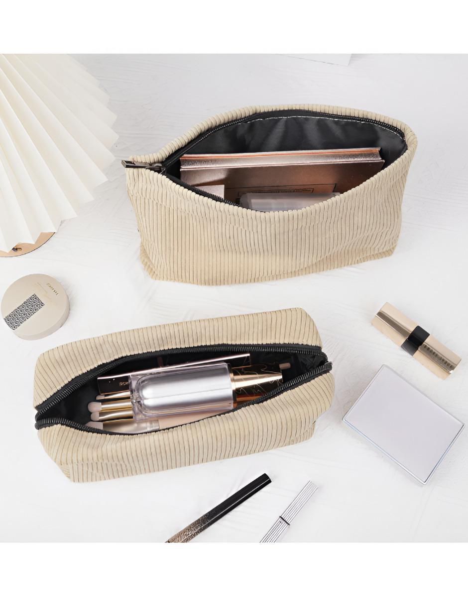 Set cosmetiquera para maquillaje de pana 2 piezas para mujer 3