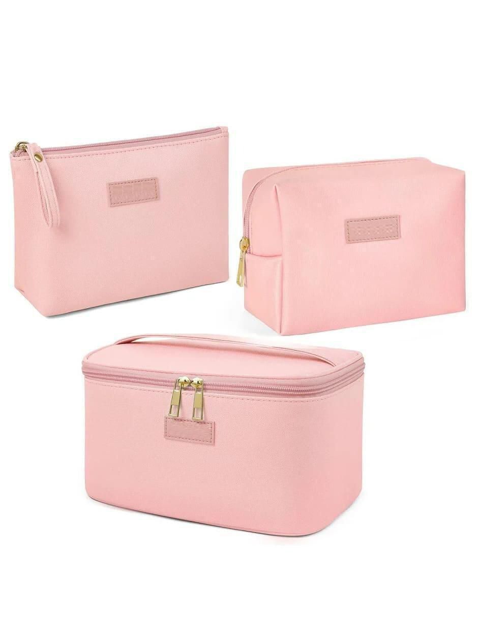 Set cosmetiquera impermeable de piel 3 piezas para mujer Set cosmetiquera impermeable de piel 3 piezas para mujer