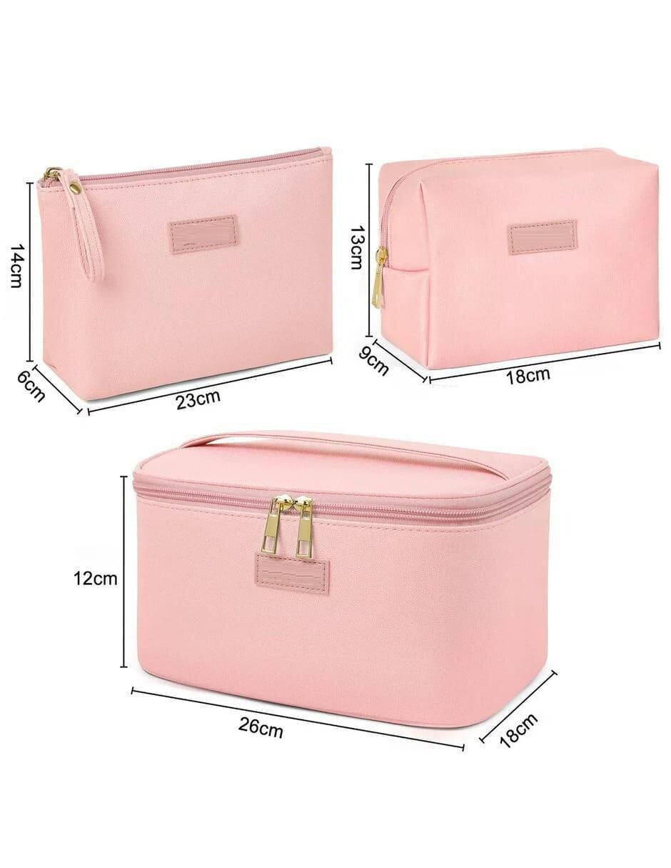 Set cosmetiquera impermeable de piel 3 piezas para mujer 5
