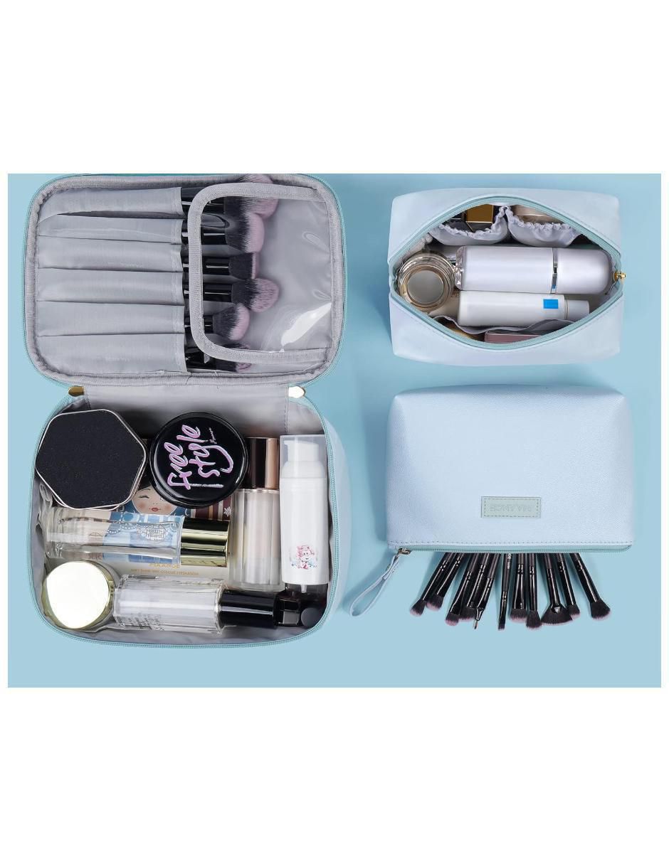Set cosmetiquera impermeable de piel 3 piezas 2