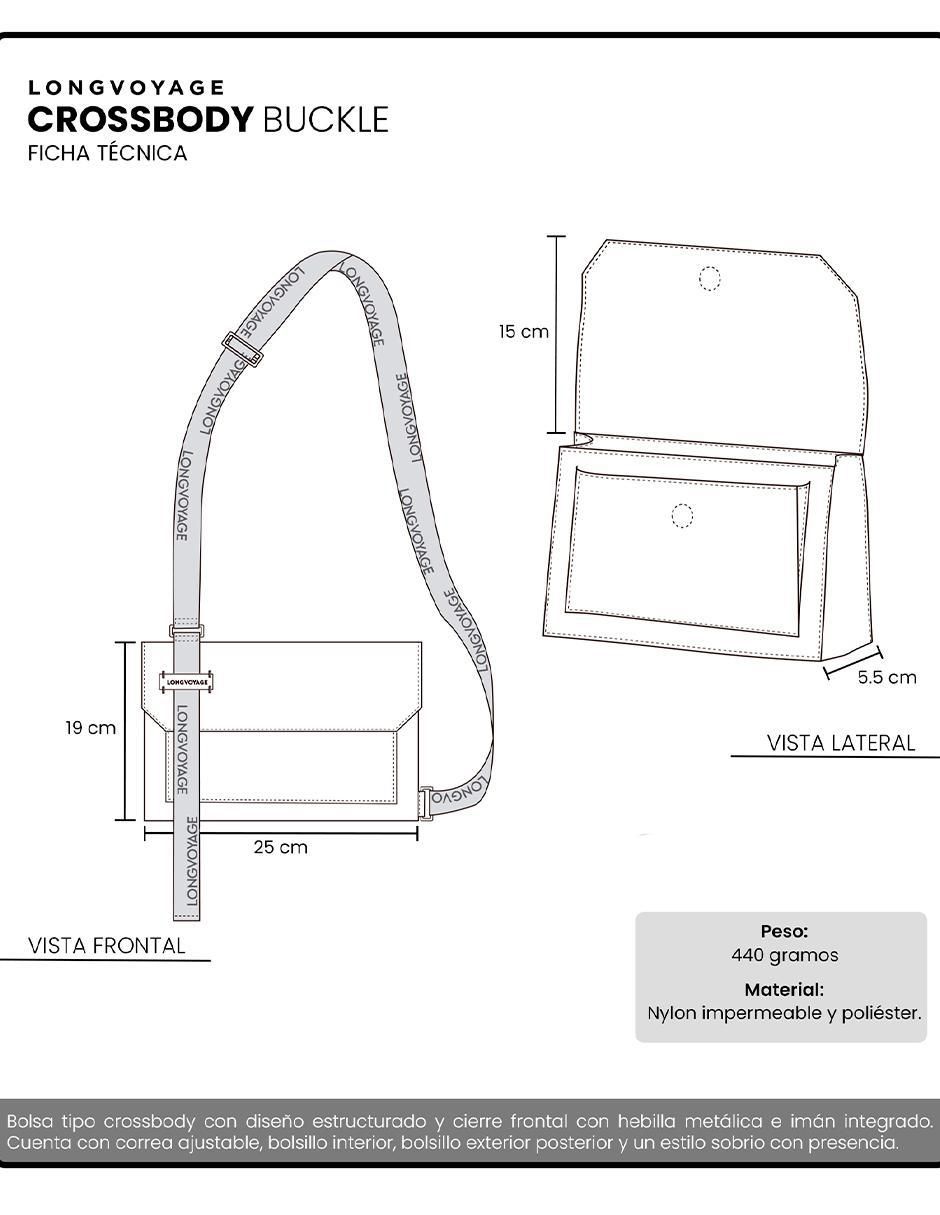 Bolsa crossbody longvoyage buckle unisex