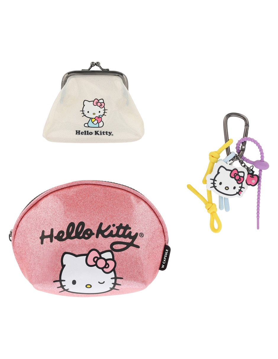 Set cosmetiquera para maquillaje Hello Kitty 3 piezas para mujer 14