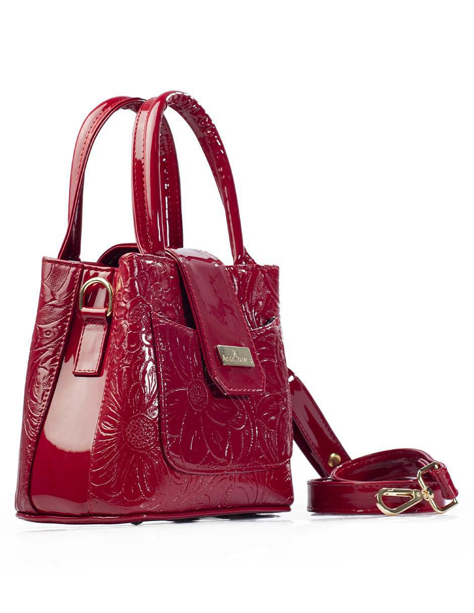 Bolsa crossbody Aurelia Charol Grabado Rojo para mujer 2