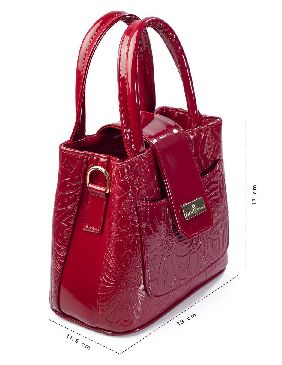 Bolsa crossbody Aurelia Charol Grabado Rojo para mujer 7