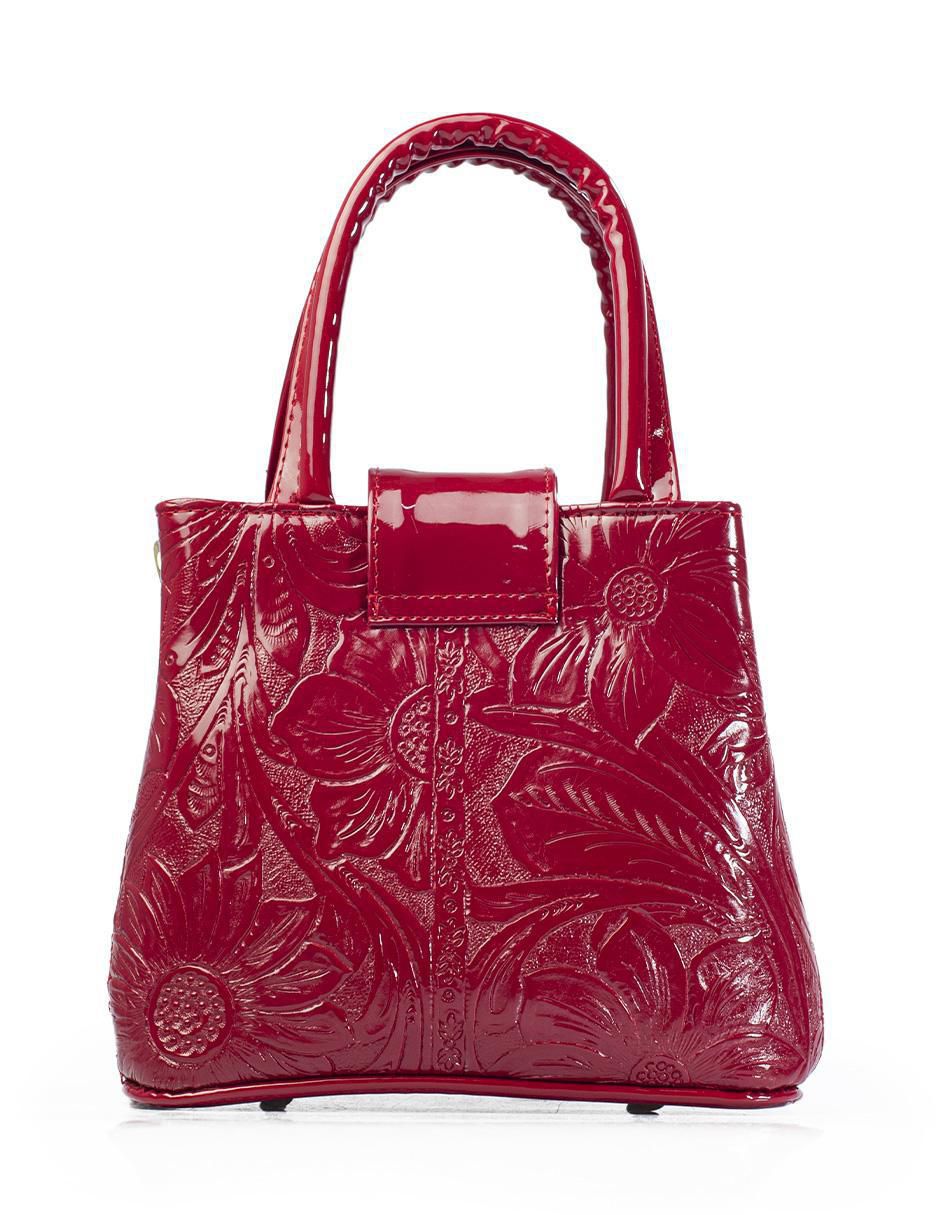 Bolsa crossbody Aurelia Charol Grabado Rojo para mujer 3