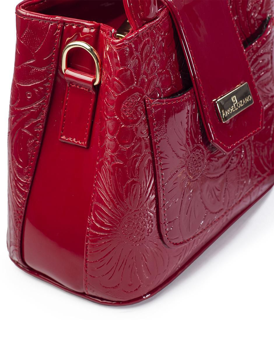 Bolsa crossbody Aurelia Charol Grabado Rojo para mujer 5