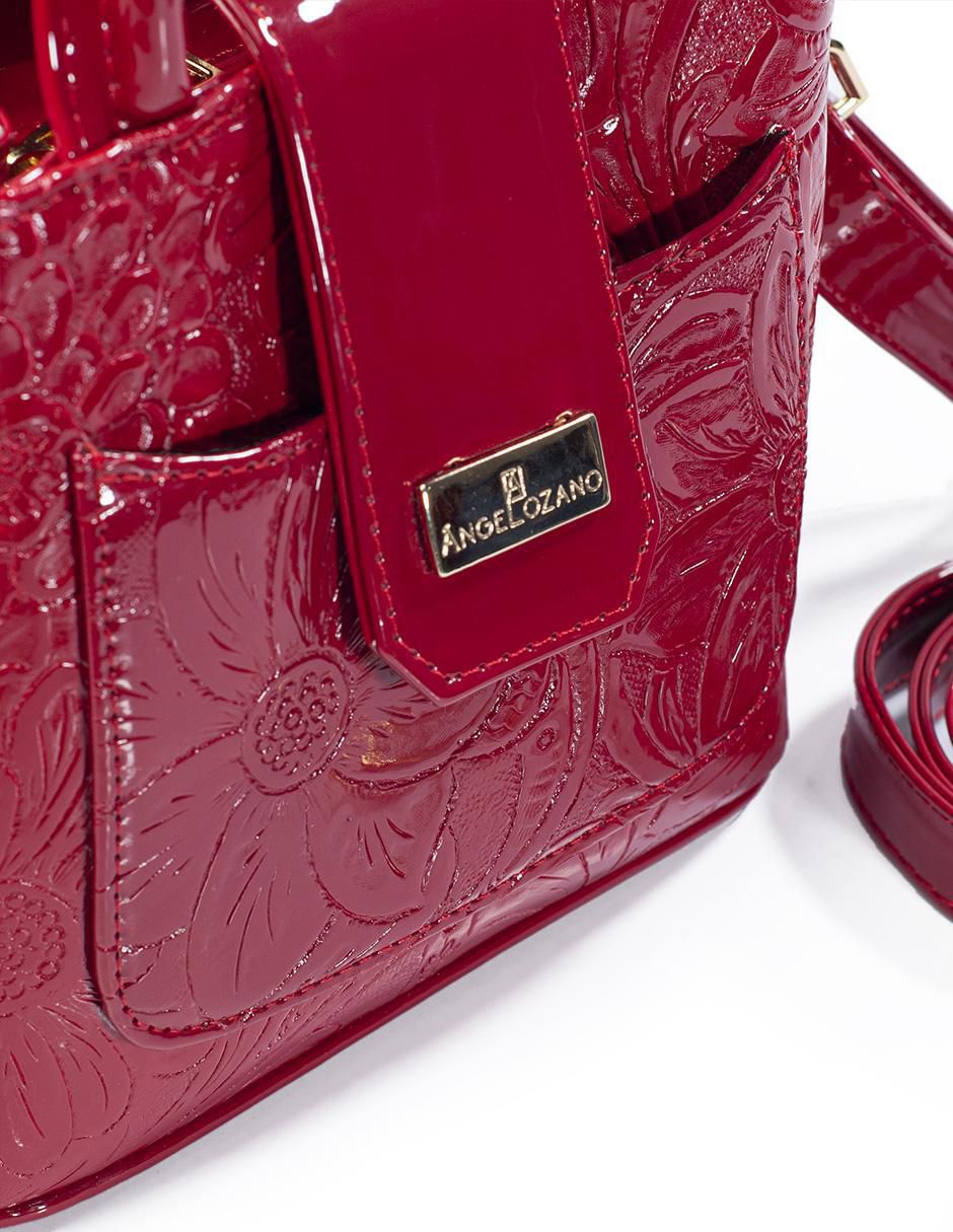Bolsa crossbody Aurelia Charol Grabado Rojo para mujer 6