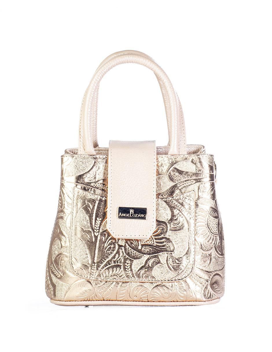 Bolsa crossbody Aurelia Charol Grabada Oro Rosa de piel para mujer