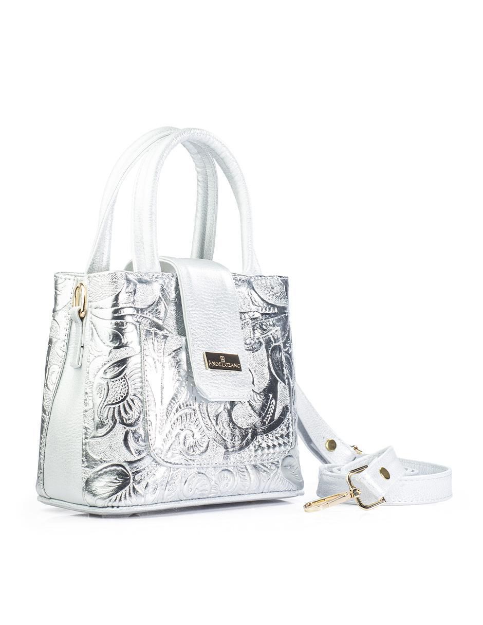 Bolsa crossbody Aurelia Piel Grabada Plata de piel para mujer 2
