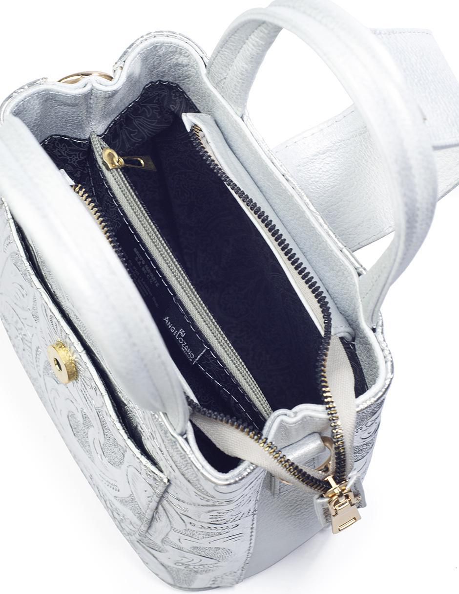 Bolsa crossbody Aurelia Piel Grabada Plata de piel para mujer 4