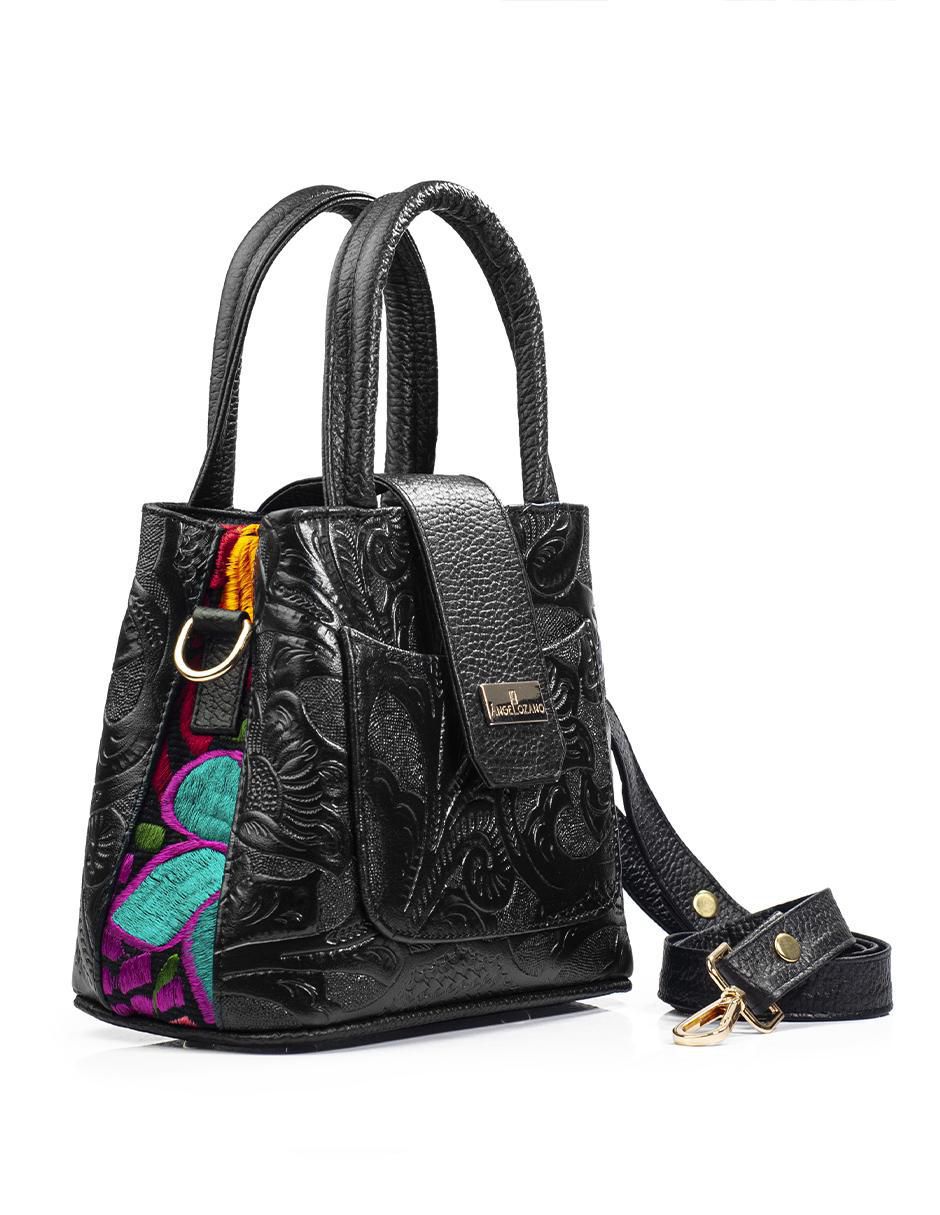 Bolsa crossbody Aurelia Piel Telar Flores de piel para mujer 2