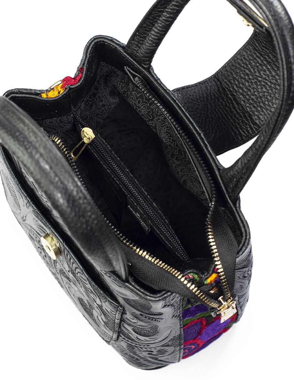 Bolsa crossbody Aurelia Piel Telar Flores de piel para mujer 4