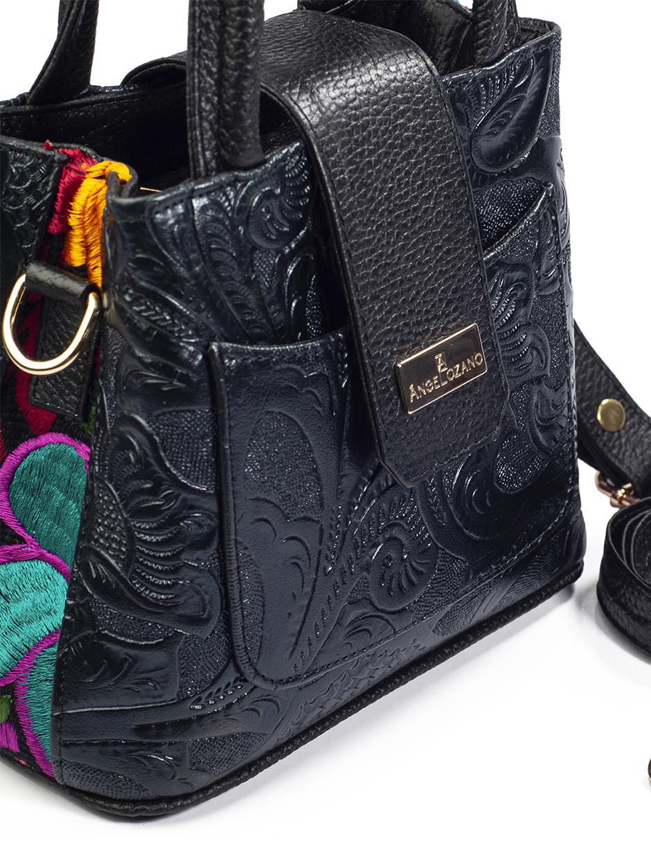 Bolsa crossbody Aurelia Piel Telar Flores de piel para mujer 6