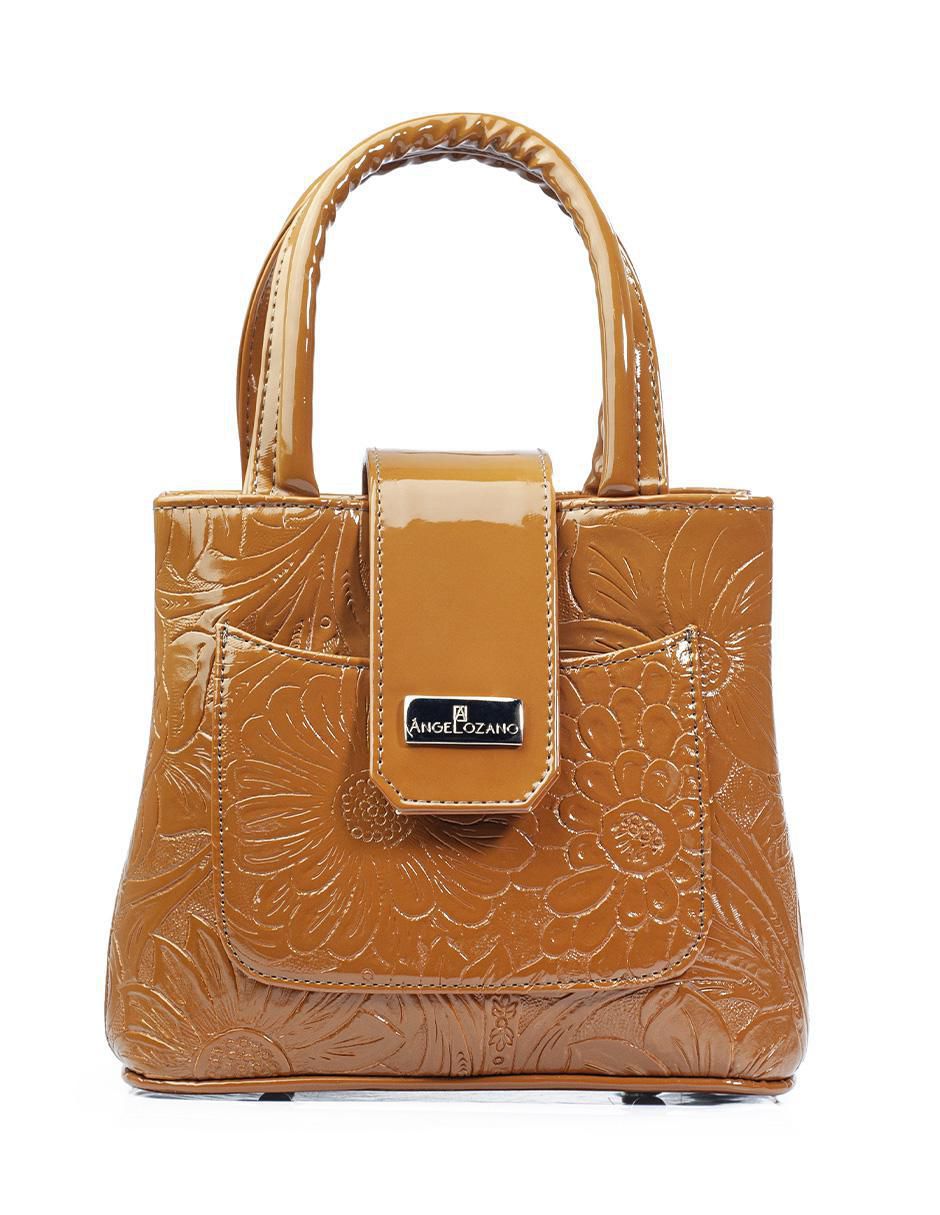 Bolsa satchel Aurelia Charol Grabado Mostaza para mujer