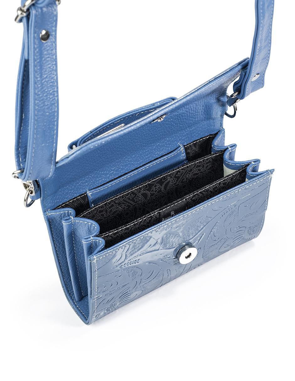 Bolsa crossbody Lupita Charol Azul para mujer 4