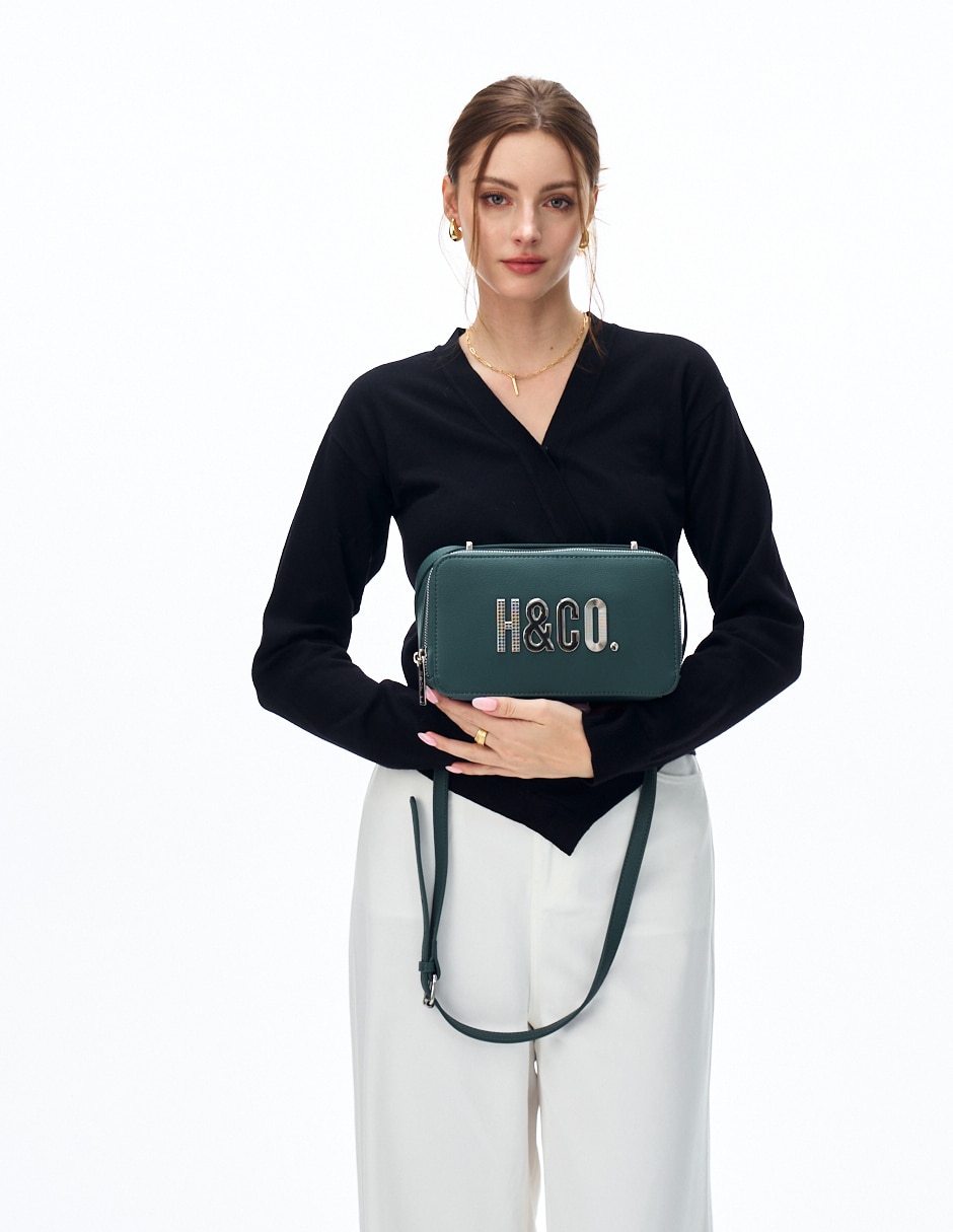 CROSSBODY H&CO, VERDE AZULADO