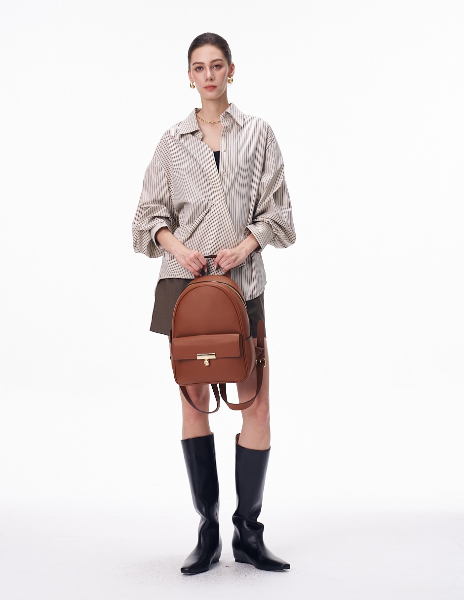 MOCHILA H&CO BACKPACK 8046, COGNAC