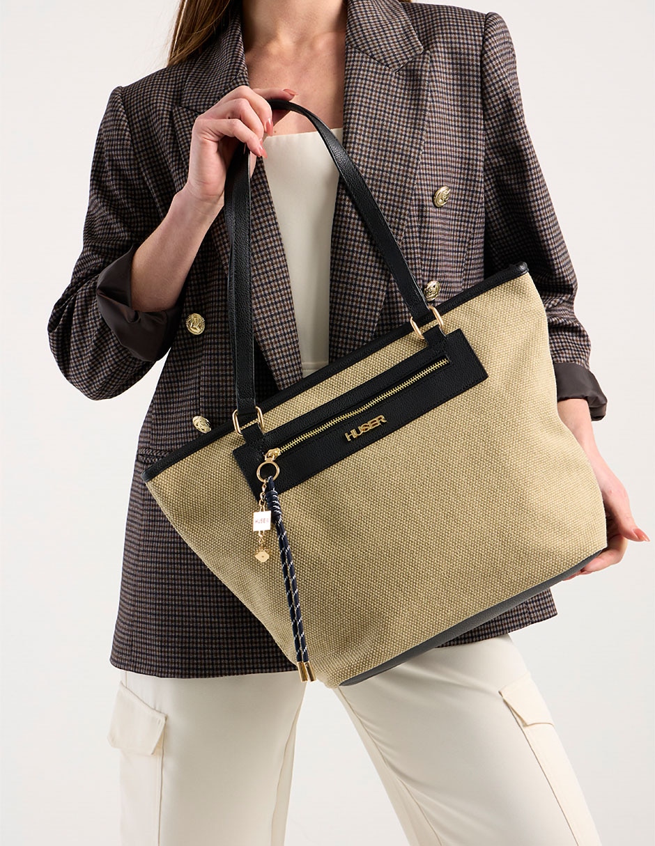 TOTE HUSER BASICS, SIN TAMAÑO, NEGRO