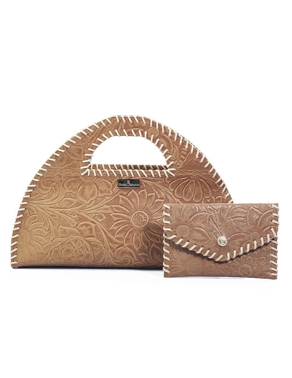 Bolsa satchel de piel para mujer