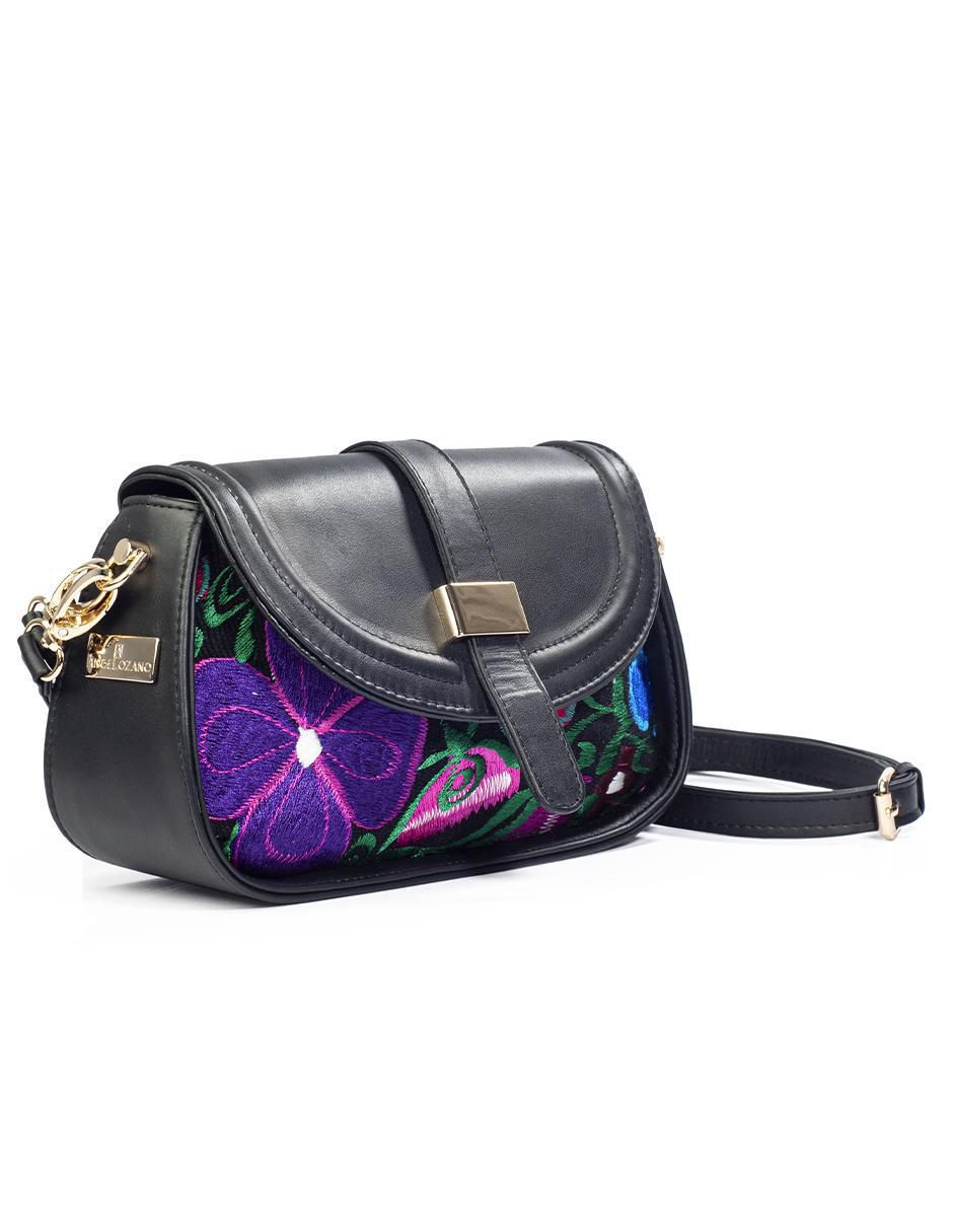 Bolsa crossbody Telar Flores de piel para mujer 2