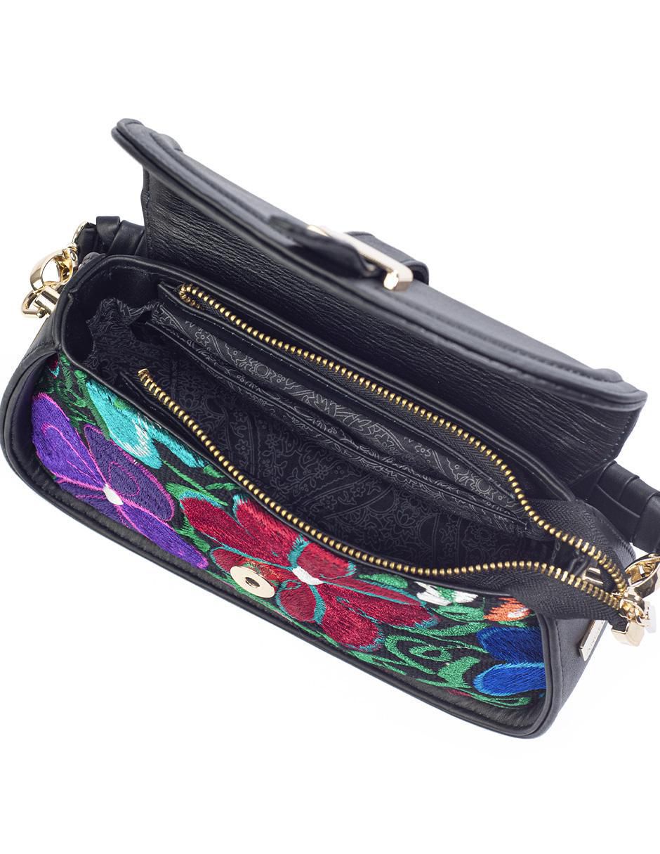 Bolsa crossbody Telar Flores de piel para mujer 4