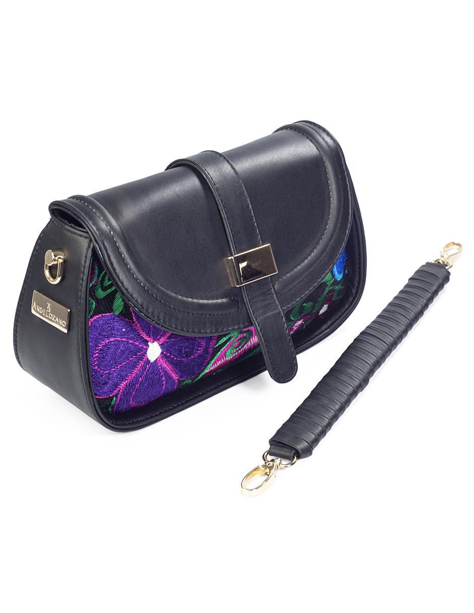 Bolsa crossbody Telar Flores de piel para mujer 5